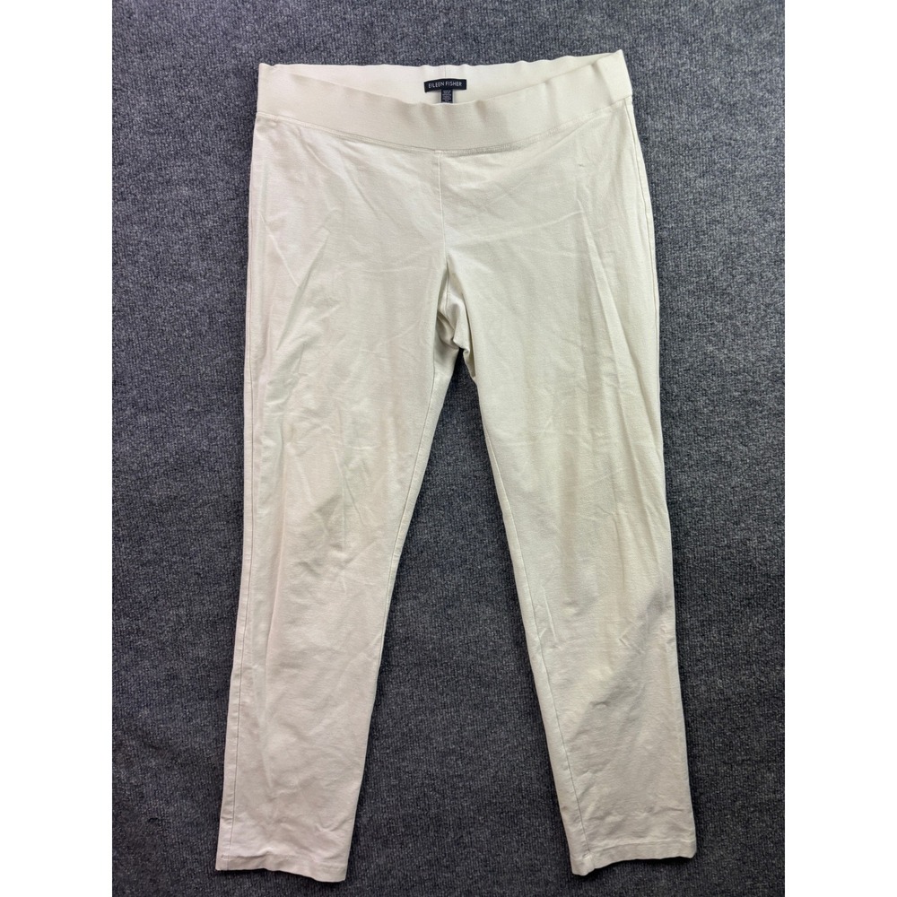 Eileen Fisher Pull On Pants Women M Cream Stretch Viscose Ankle Legging